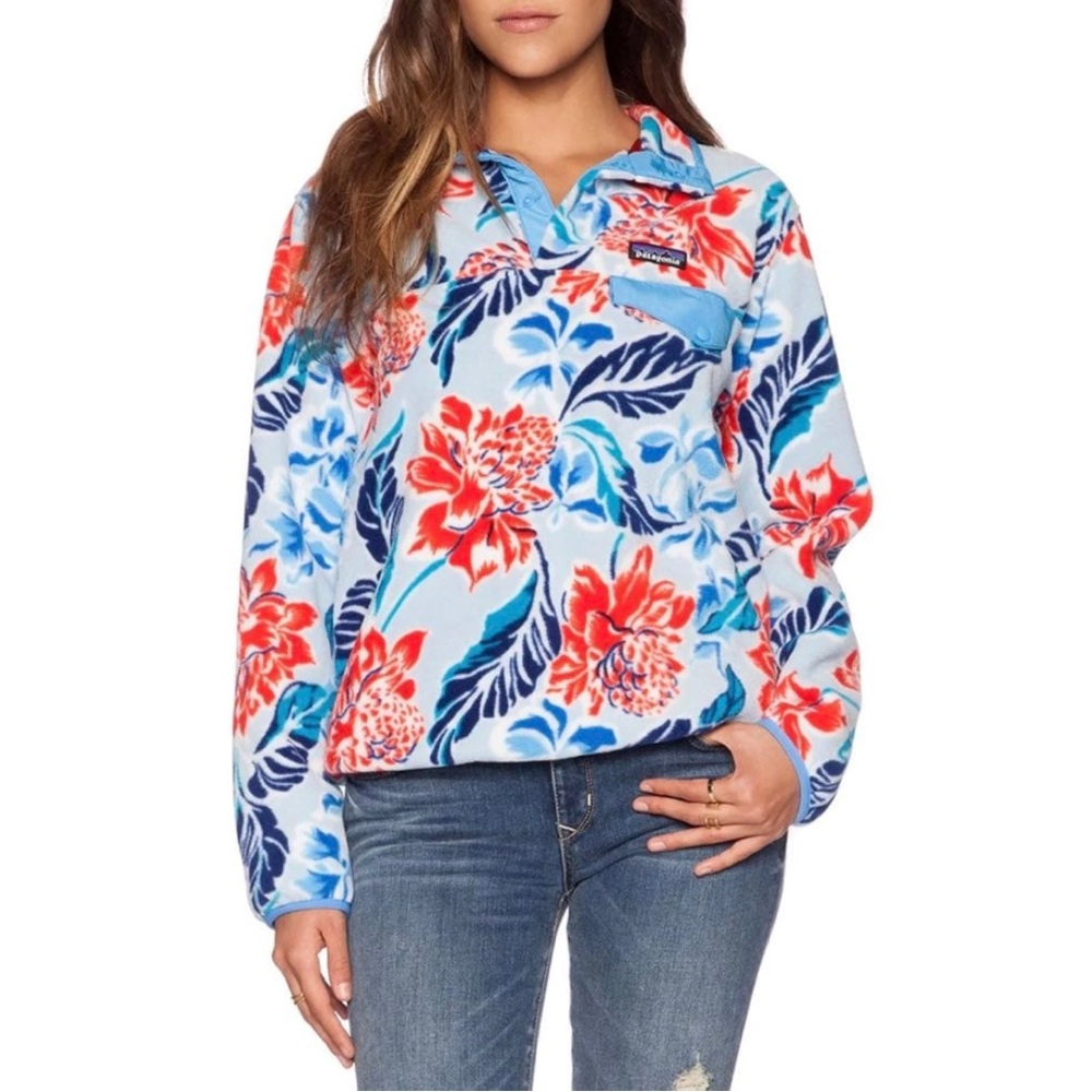 Patagonia Blue & Red Rare Hawaiian Moana Synchilla Pullover Sz S